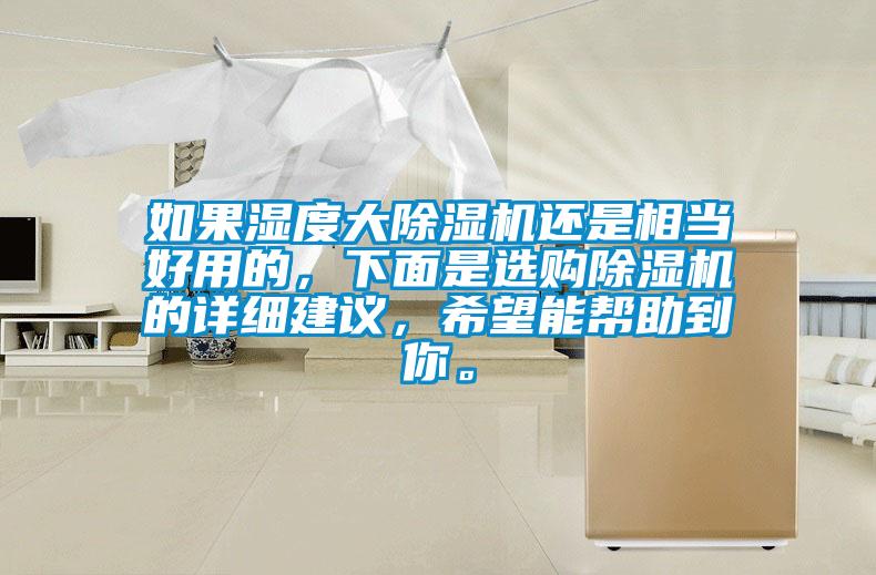 如果濕度大除濕機還是相當好用的，下面是選購除濕機的詳細建議，希望能幫助到你。