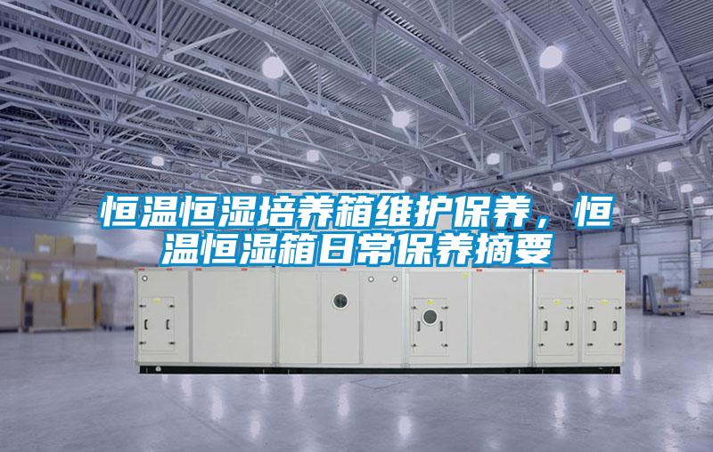 恒溫恒濕培養箱維護保養，恒溫恒濕箱日常保養摘要